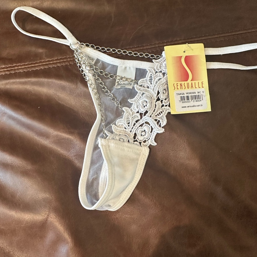 Elegant White Lace Thong Panties